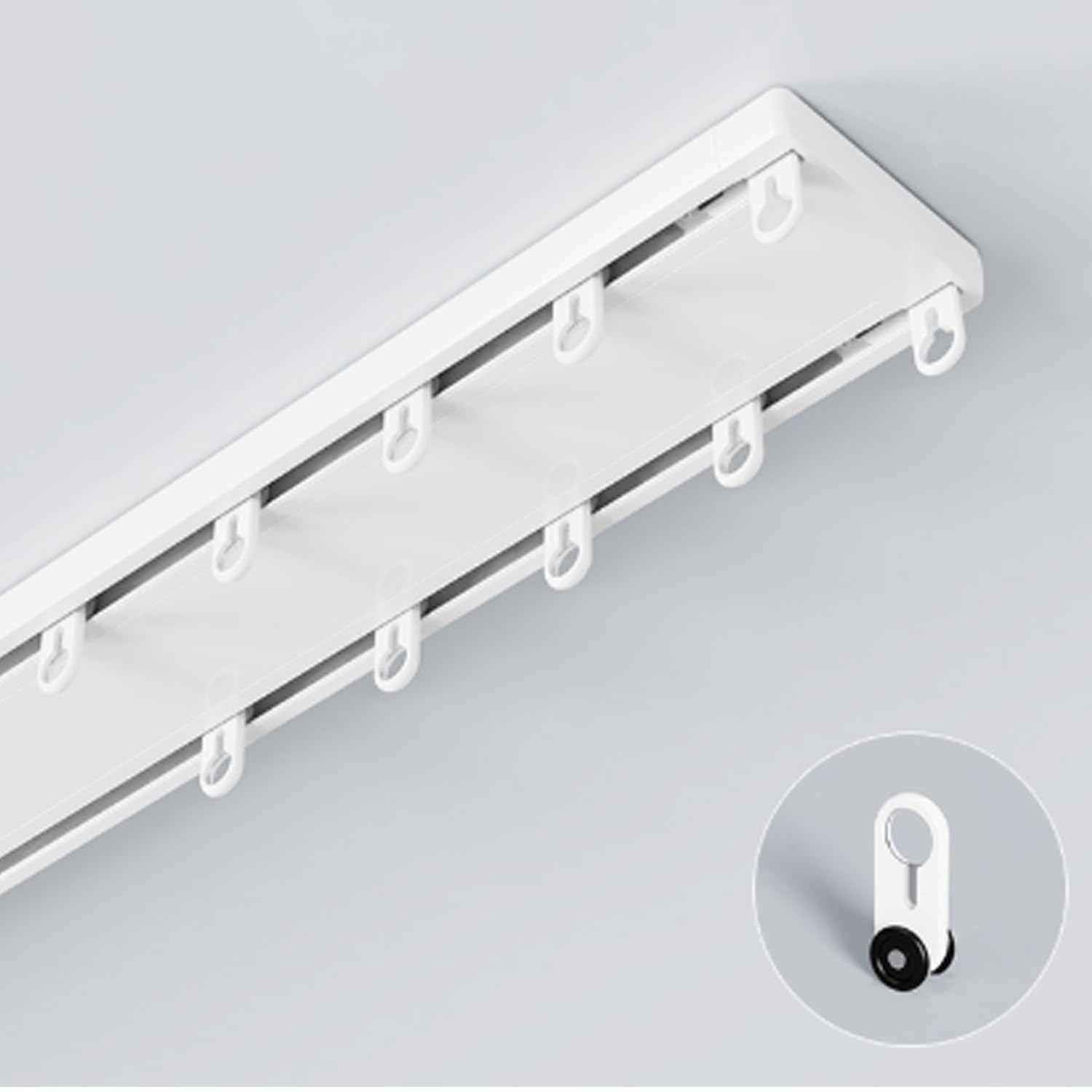 Binario per tende a 2 binari, silenzioso binario per tende a doppia fila in alluminio per tende da soggiorno e camera da letto, binario per soffitto divisorio, installazione semplice (Bianco