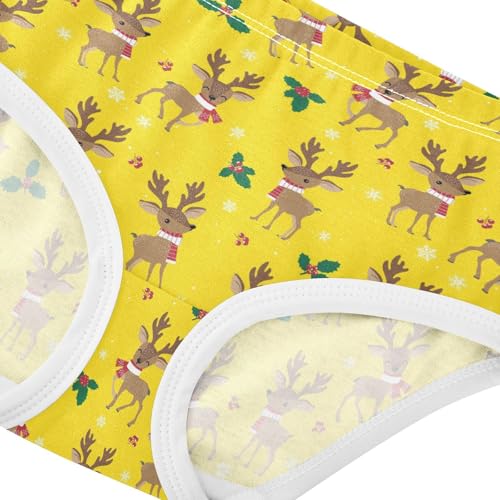 Christmas Mini Deer Girls' Underwear Cotton Colorful Winter Girls Briefs Soft Toddler Underwear 8T4