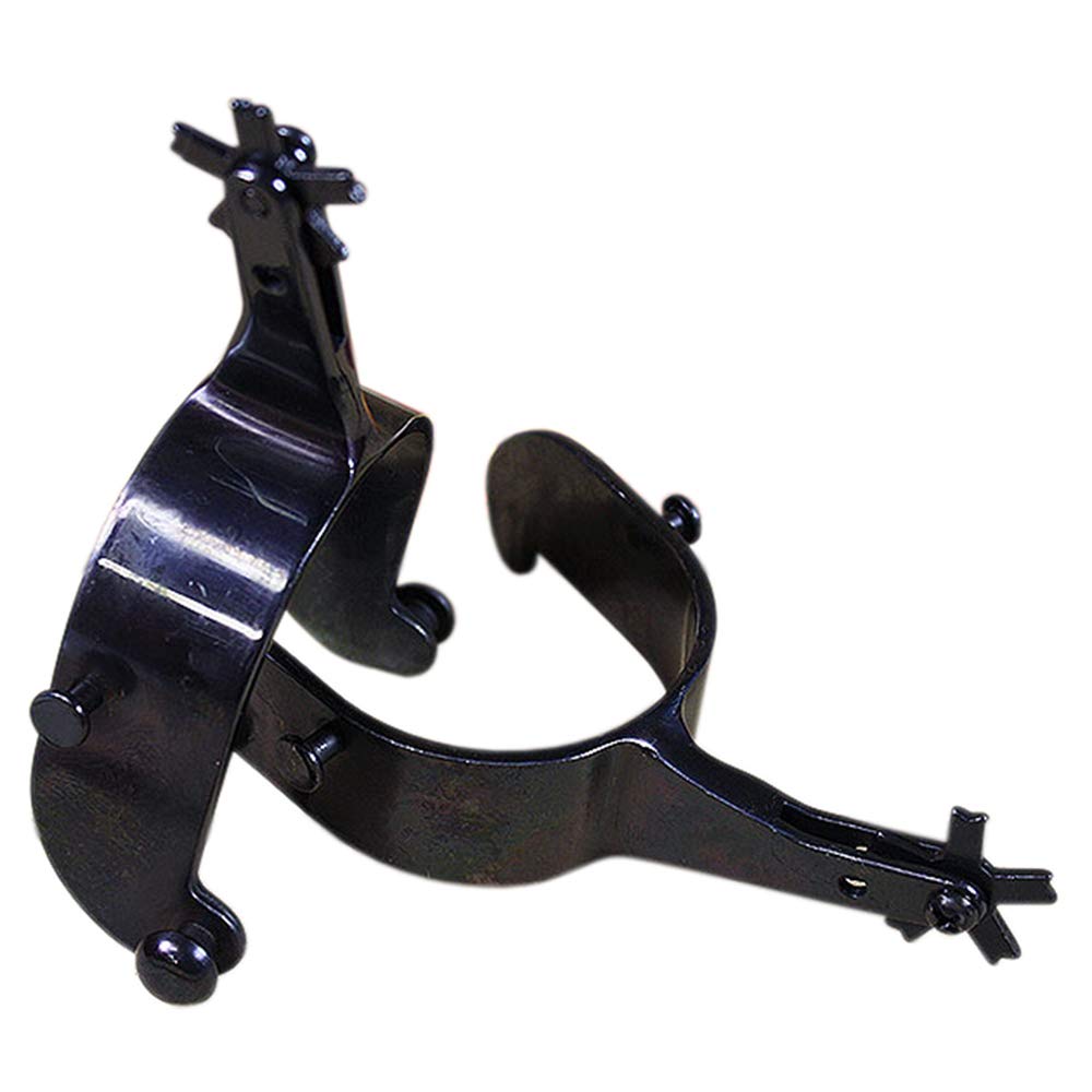 HILASON Black Steel Bull Spur Rodéo Cowboy 5 points pour homme