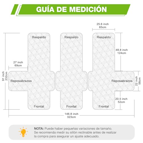Miniatura 4 de Kincam Funda Sillon Relax Reclinable, Impermeable Funda Para Sillón Relax Con Bolsillo Laterales Y Correas Elásticas Para Perros Y Mascotas, Suave Y Lavable Funda Sofa 3 Plazas Gris Pardo