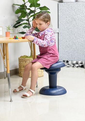 Image of Bouncyband Wobble & Twist Stool Chair - Rotating, Tilting Next Generation Wobble Seat with Non-Slip Bottom Improves Focus in Classroom & At Home - 15 inch Tall, 12 inch Sensory Seat, 13 inch Base, Supports 175lbs