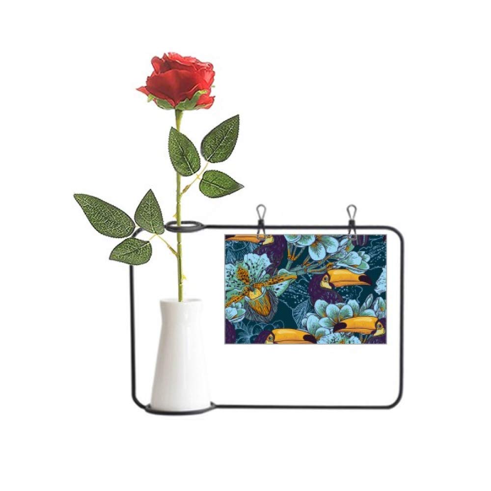 Orchidée oiseau rose artificielle en vase bouteille pour salon lumineux