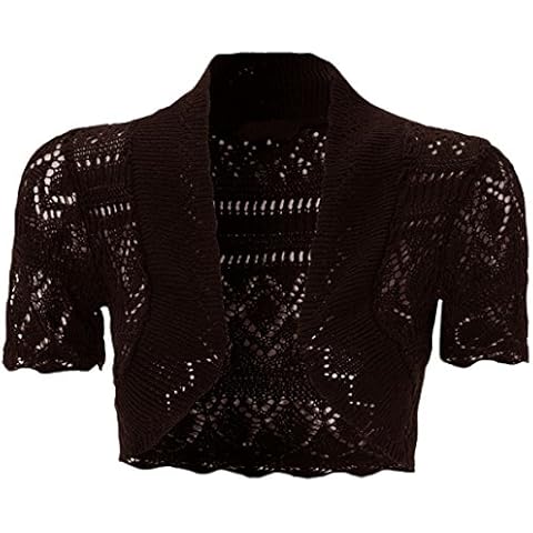 FAST TREND CLOTHING New Kids Girls Bolero Crochet Knitted Cardigan Shrugs Top 7-13 Years Brown Cover