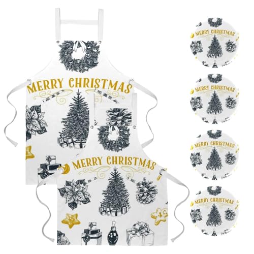 Tablier pour pâtisserie et nettoyage de la maison au design Merry Christmas