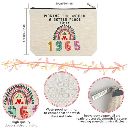 Happy 60th Birthday Gifts for Women Makeup Bag, Funny 1965 60 Year Old Birthday Decorations Gift Ideas for Grandma, Mom, Her, Wife, Sister, Aunt, Small Cosmetic Travel Bags for Mothers Day, Christmas2
