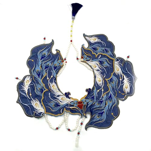 Chinese Blue Phoenix Nail pattern Lace Cloud Collar Cloud Shawl Wrap Shoulder Scraf for Mamian Skirt Hanfu Handmade for Women Ladies Girls Wear3