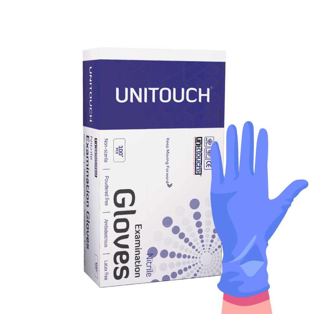 Unitouch Nitrile Powdered Free Examination Gloves Pack of 100 Pcs (Blue) (Large) (B0B65NCG73) Amazon Price History, Amazon Price Tracker