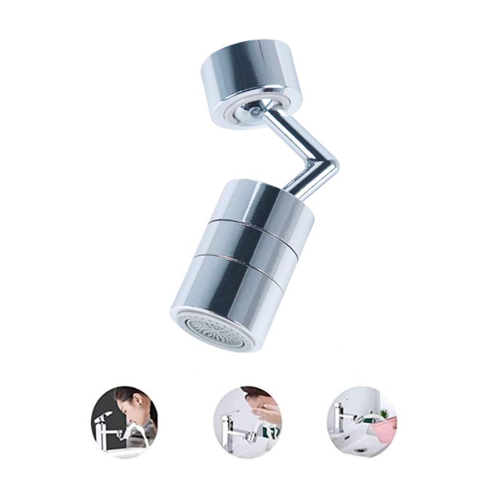 QIANG 720° Big Angle Spray Aerator Dual Function Kitchen Faucet Aerator, Bathroom Faucet Mounted for Face Washing, Gargle and Eye Flush, with 4-Layer Net Filter,Anti-Splash and Saving Water
