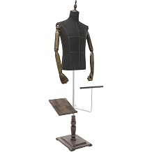 Male Mannequin, 4.4-5.9ft Adjustable Torso Dress Form, Body Model Base with Stand Solid Wood Arms for Display and Clothing Retail Sewing Shop 4.4-5.9ft Adjustable