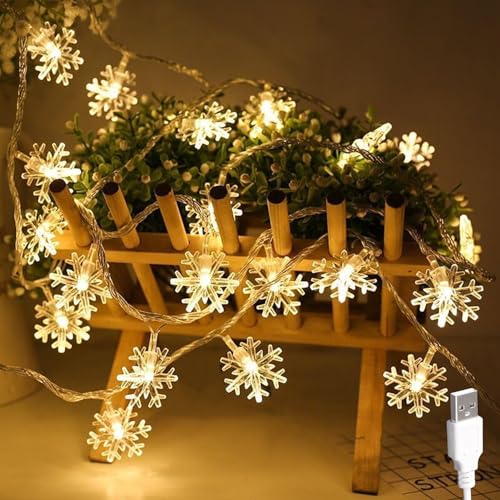6M 40LED Schneeflocke Lichterketten Außen,Lichtervorhang Weihnachten...