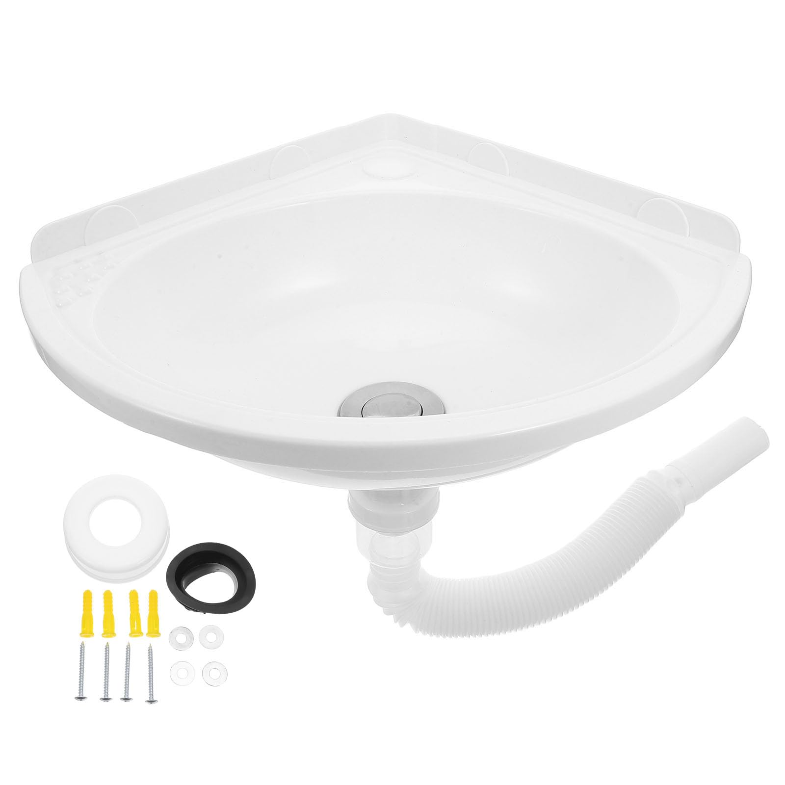 Uonlytech Lavandino angolare: Lavandino da bagno a parete angolare triangolare per bagni piccoli - Mobiletto sospeso per bagni compatti e aree di servizio