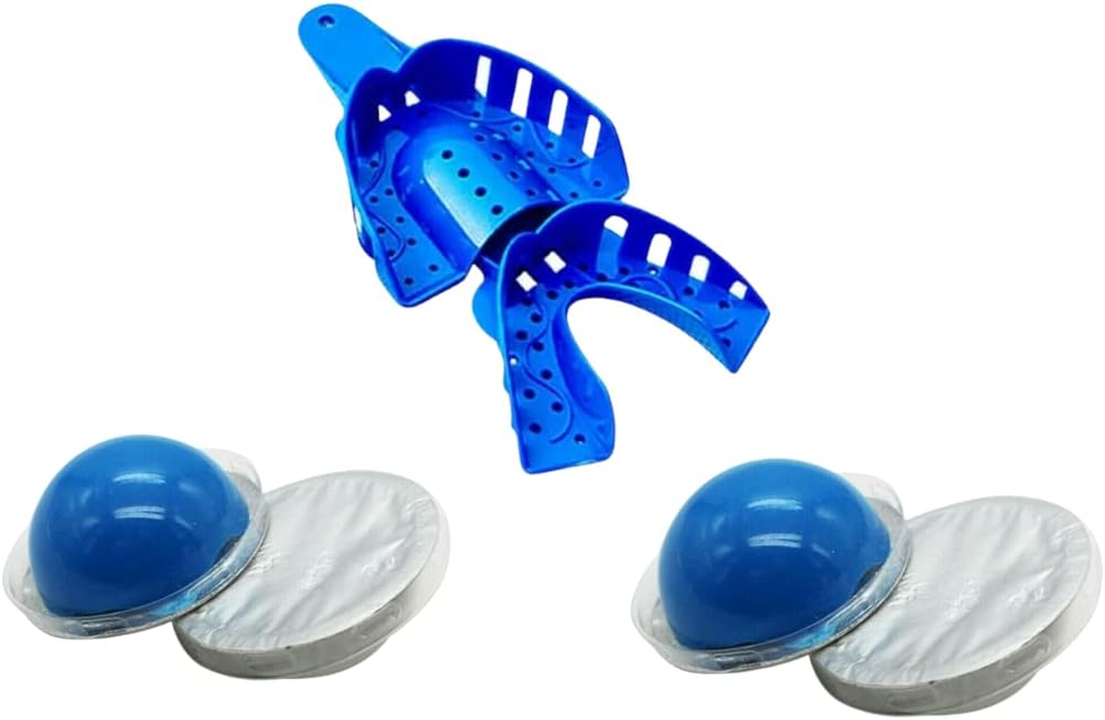 Dental Impression Silicone Putty Hydrophilic for Firmer Quick Setting Mould 4pcs Dental Impression Trays Upper Lower Medium Dental Restorations Impression CE Certified
