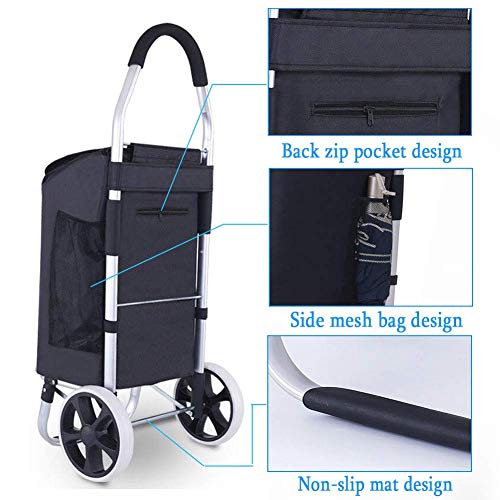 Faltbare Einkaufstrolley Treppen Klettern Shipping Trolley mit Noiseless Gummi 2 Wheels,40kg/45L Größerer Stauraum… – Bild 4