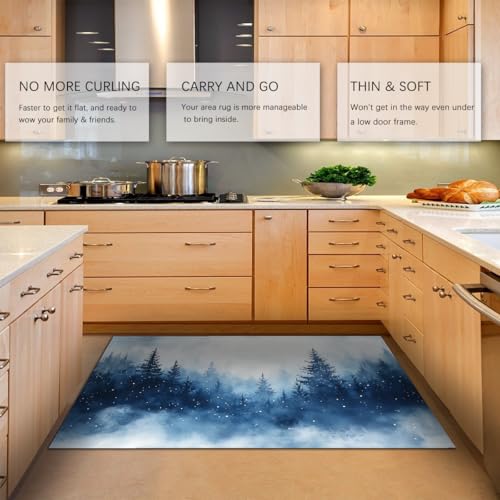Tapis antidérapant grand format paysage aquarelle lavable machine