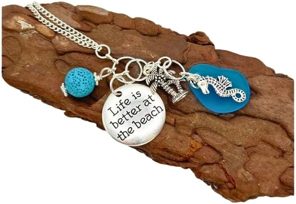 Sea Glass Beach Rear View Mirror Charm - Beach Gifts for Women - Aromatherapy Car Charm for Mom - Image 3