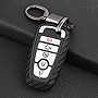 Soft Rubber Carbon Fiber Texture Remote Key Cover Car Key Fob Case For Ford F-150 Raptor F-250 F-350 F-450 F-550 2017-2022 Truck with Black Woven Alloy Keychain