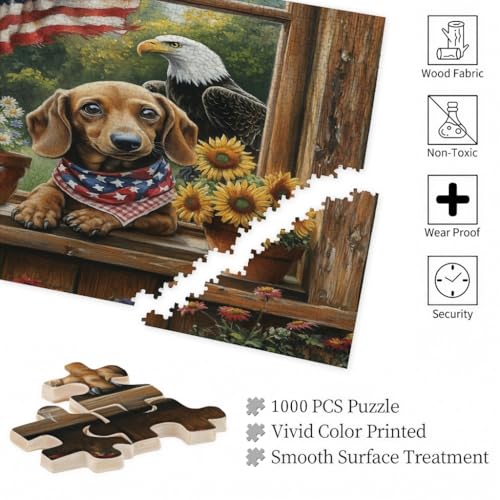 Rompecabezas patriótico de perro salchicha de madera como regalo de aniversario 6
