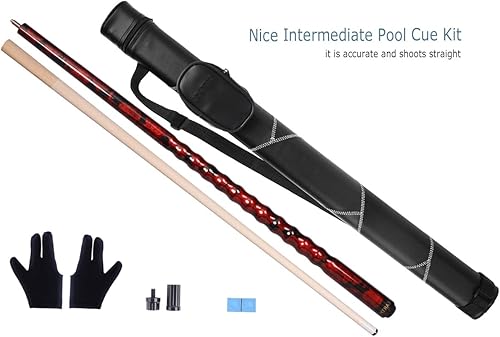 Miniatura 2 de Kit de palo de billar con punta de 13 mm y diseño ergonómico de 58 pulgadas, palo de arce canadiense con estuche duro