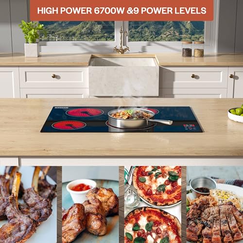 Image of Empava Electric Cooktop, 30 inch 4 Burners, Built in Radiant Stove, Including Dual Zone Element, Ceramic Glass Smooth Surface in Black, ETL Certified, All Kinds of Cookware, 220-240V, No Plug