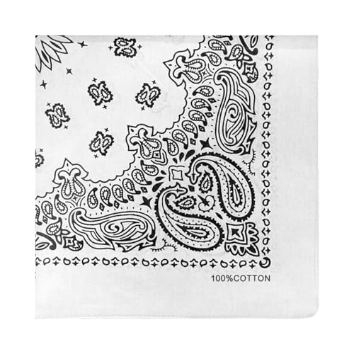 UNTERING Pañuelo de moda unisex cuadrado para la cabeza, pañuelo informal para ciclismo, viajes, elegante pañuelo para adultos, blanco, Talla única