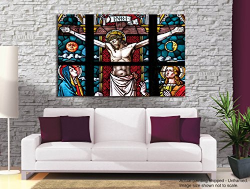 Image of Tamatina Religious Art Canvas Painting|Jesus Crucifixion|Size-13X9 Inches.j393