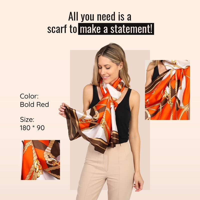 Image of Trillion London Spring Collection | Designer Silk Scarf For Women UK | Lightweight Neck Scarves | Shawl Wraps | Suitable for Daily Life | Smooth & Soft Finish | Gift for Women | Size-180cm x 90cm