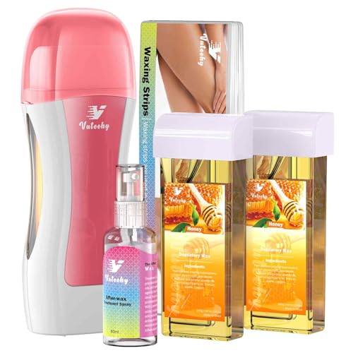 Image of Roll on Waxing Kit, Roll On Wax kit for Hair Removal At Home, Waxing Kit for Women Men, Soft Wax Heater for Larger Areas of the Body, with 2 Honey Cartridges and 50 Wax Strips