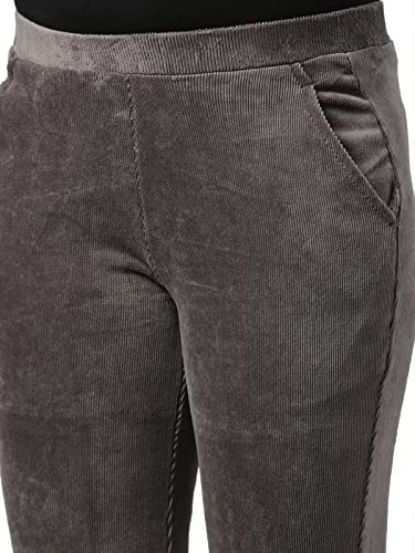 Image of GO COLORS Solid Corduroy Treggings for Women | Warmtech, Mid Rise, Side Pocket