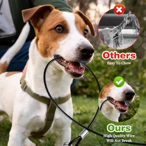 JJUNW 2 Stück Hausleine für Hunde, Hundeleine Chew Proof, Bissfeste Hundeleine Verlängerungsseil, Hundekette für Welpen Kleine Mittelgroße Große Hunde Joggen und Spazierengehen (67cm, Schwarz)