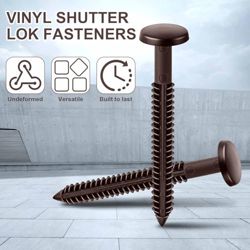 Image of Blulu 1 Pcs 3 Inch Vinyl Shutter Fastener Window Panel Peg Lok Pin Pegs Screws Shutter Spikes Anchor (Federal Brown)