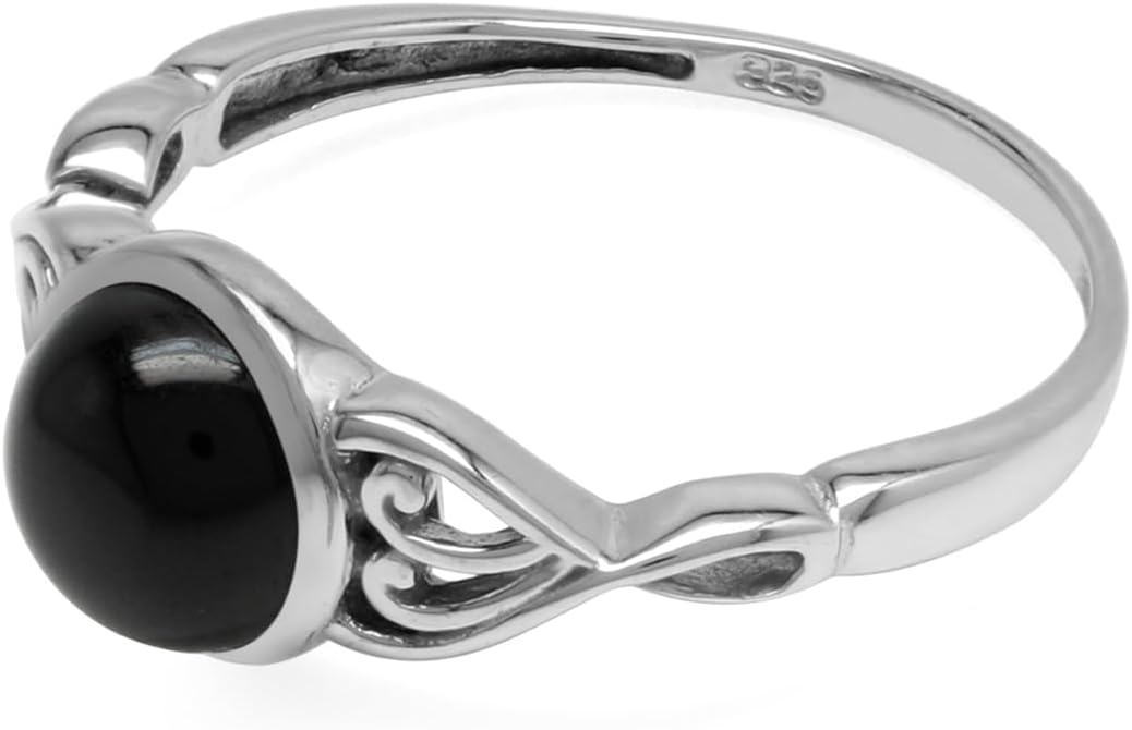 Silvershake 7MM Genuine Round Shape Gemstones White Gold Plated or Yellow Gold Plated 925 Sterling Silver Victorian Style Solitaire Ring Jewelry for Women - Image 5