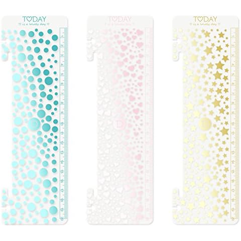 Discagenda Today Marker, Bubbles Hearts Stars for 6 Rings Binder and Discbound Dual Use Planner Organizer Bookmark Ruler, Set of 3 (A5) Cover