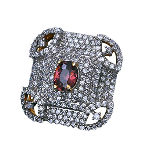 Bague améthyste blanche ovale plaqué or et zircon cubique chic