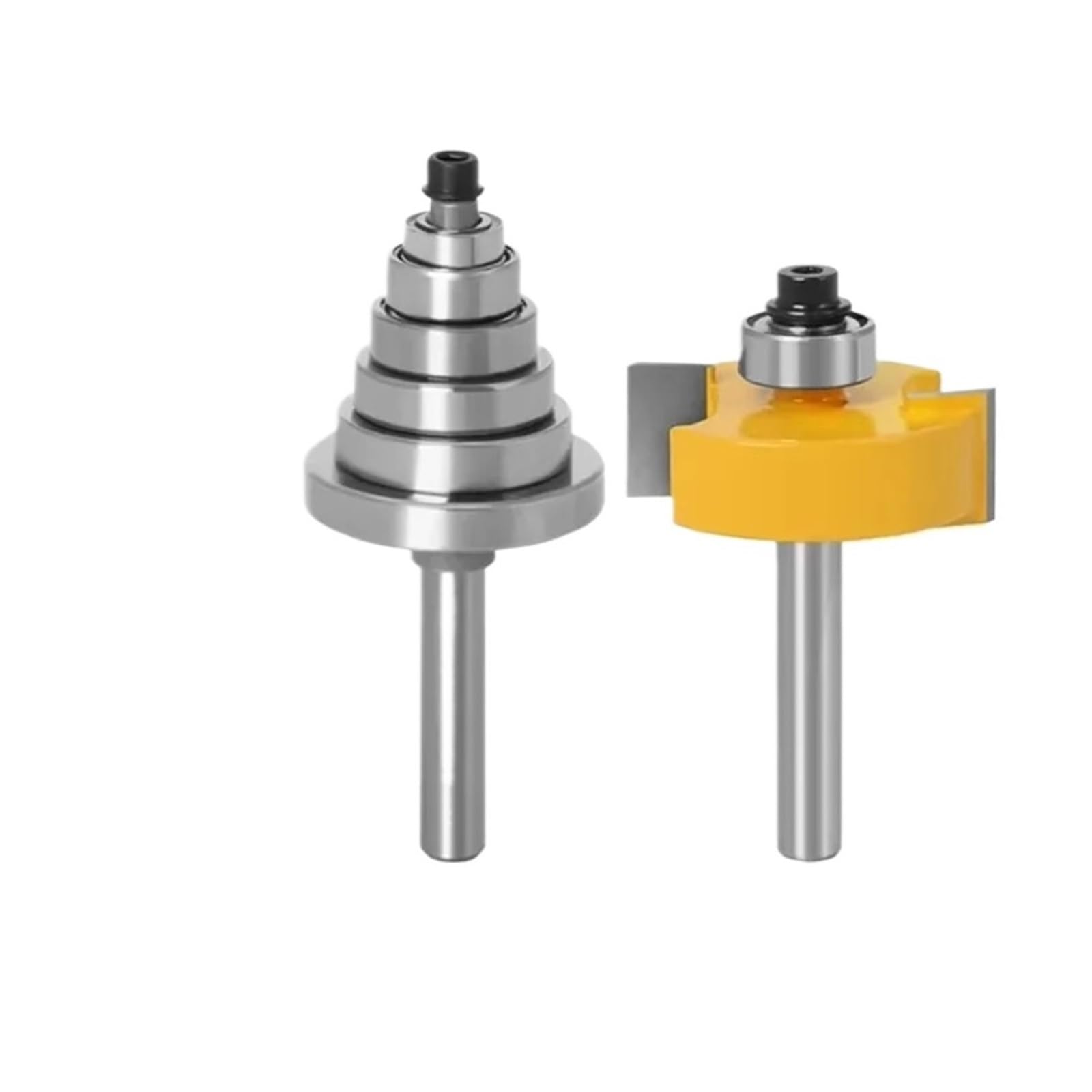 Epaknhgd 09 2Pcs Milling Cutter Wood Carving Rabbet Router Bit With 6 Adjustable Bearings Cemented Carbide Woodworking(09)