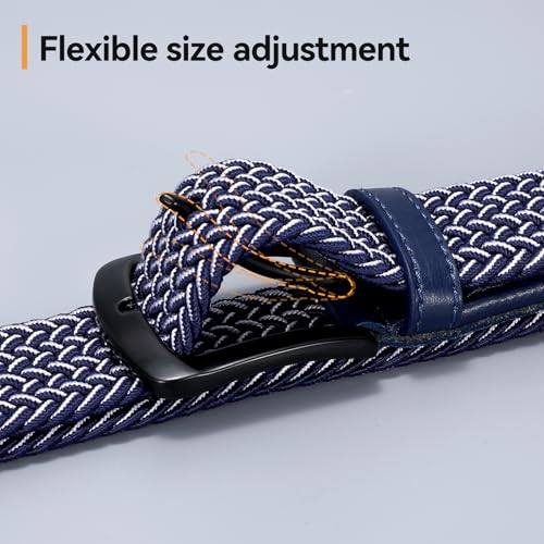 SUOSDEY Men Stretch Braided Belt, Elastic Belt for Jeans Pants Casual Golf Belt 1 3/8"4