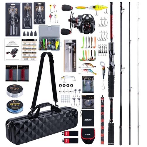 GOTURE Casting Fishing Rod and Reel Combo, 6.8FT 4-Piece MH Pole