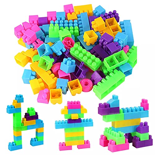 Image of RUTV Building Blocks Toy for with Wheel,Block Game for 3-8 Years Old Boys & Girls,Multi Color,100 Piece(New Building Block Toy)
