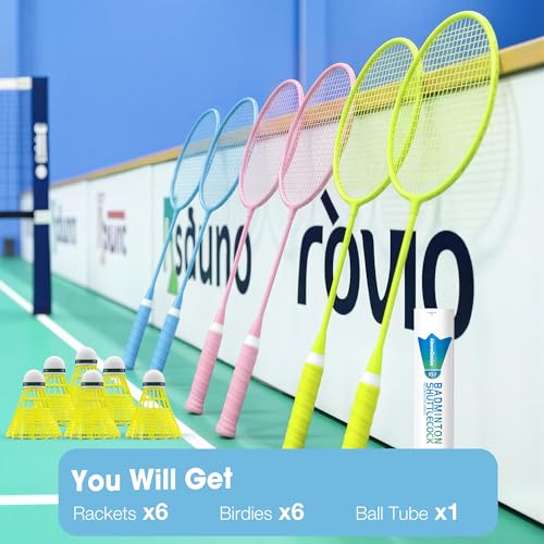 Image of AboveGenius Badminton Rackets Set, Lightweight Badminton Set Includ 4 /6 PCS Rackets, 6 Birdies, Outdoor Backyard Games, Racquets for Adults, Teens, Family Beginner
