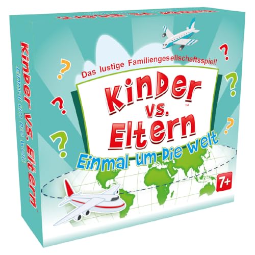 Kinder vs Eltern Spiel Einmal um die Welt Brettspiele ab 7 Jahre Gesellschaftsspiele Lernspiele Kinderspiele Familienquiz Kinder und Erwachsene Quiz Spiel Partyspiel | 52 Karten | 208 Fragen