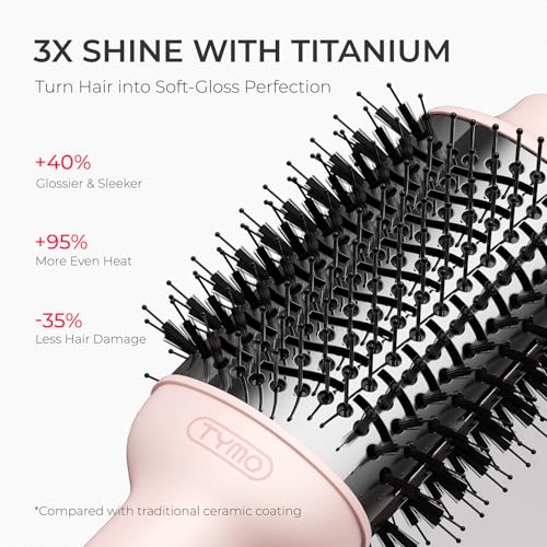 Image of TYMO Hair Dryer Brush Blow Dryer Brush in One, 4 in 1 Ionic Hairdryer and Styler Volumizer with Oval Titanium Barrel, Hot Air Straightener for Smooth Frizz-Free Blowout, Pink, 2.85 Inch