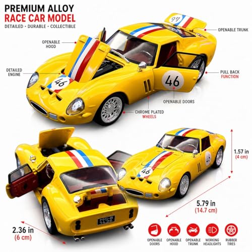Image of Magicwand 1:32 Scale Die-Cast Metal Ferrrari GTO SPORTX Car【Colors as Per Stock】 with Openable Doors & Pull Back Action