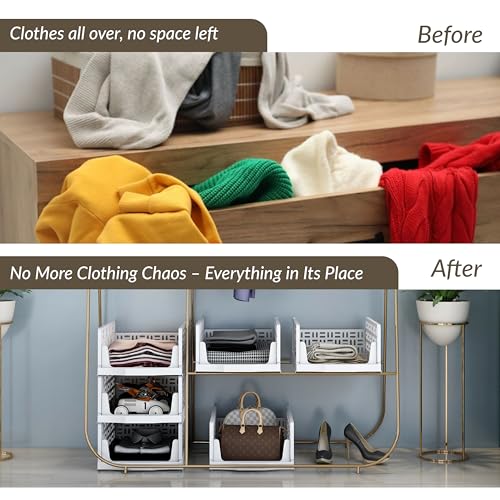 Image of Plantex 3-Tier Organizer for Wardrobe Cupboard for Clothes Foldable /Stackable Closet /Multi-Purpose Drawer Organizer (Plastic, White)