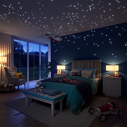 Glow In The Dark Stars Wall Stickers, Adhesive Dots And Moon For Starry Sky, Galaxy Decor Bright And Realistic For Any Room (Green) #TOP1