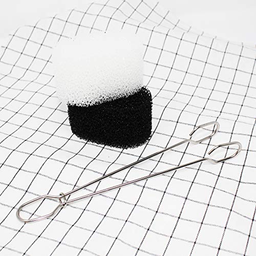 Simplycasa Bottle & Glass Cup Sponge Cleaner, Stainless Steel Handle With 2 Refill Black & White Sponges #TOP5