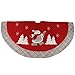 WEWILL 36 Double Layers Thick Christmas Tree Skirt Red Felt with Classic White Trim Border Embroidered Santa Claus Snowflake Xmas Tree Skirt Holiday Decorations