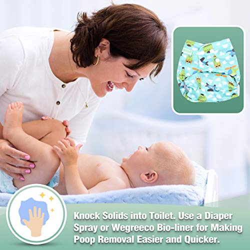 image for wegreeco Cloth Diapers 6 Pack with 6 Inserts & 1 Wet Bag, Washable Clo