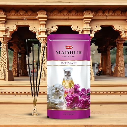 Image of Hem Madhur Intimate Incense Sticks - Pack of 3 | Perfect for Puja, Meditation, Relaxation & Spiritual Practices | Long-Lasting Fragrance in Resealable Zip Pouch | Burns 35-40 Min | Approx. 300 Sticks