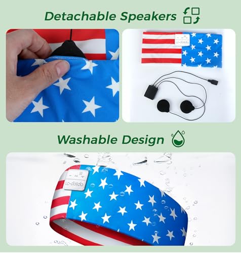 LC-dolida USA Flag Bluetooth Sports Headband, Wireless Sweatproof Headband Headphones for Soccer Fans, Soft Washable Music Headband for Game Day Outdoor Sports Travel Running - image 5