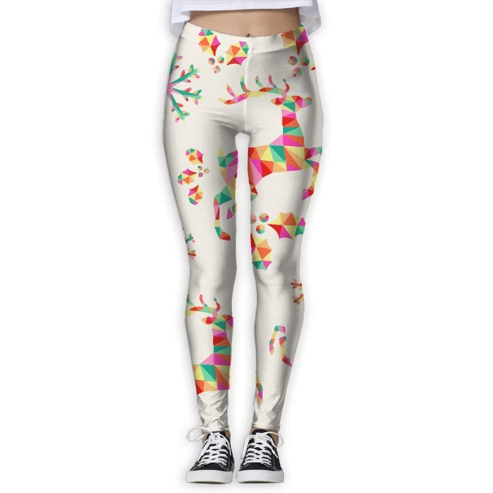 Yoga Pants Workout Leggings Vintage Christmas Floral Deer Womens