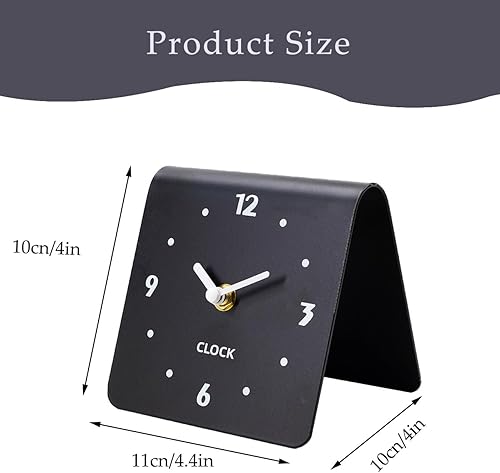 Miniatura 2 de Reloj de escritorio, reloj de escritorio de cuarzo analógico negro, relojes de pared silenciosos sin tictac, movimiento de barrido, funciona con
